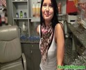 Amateur teen gets tits cumshot at work from at work public