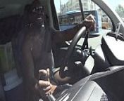 Joss lescsaf shows off while driving naked in this car. With he's BBC in soft mode from bbc naked