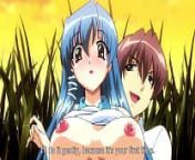 Busty hentai school girl gives a boobjob in the grass near school from anime school girl hentai