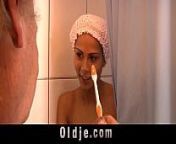 Grandpa fucks hot tanned teen under shower from grandpas fantasies with isabella both