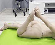 Russian student doing naked yoga from sweet teen nu