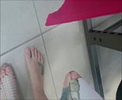 Wonderful sexy feet in the shoe shop trying on sandals would you like to suck them all? from sandal sex my