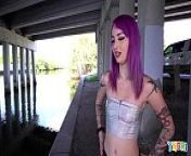 YNGR - Hot Inked Purple Hair Punk Teen Gets Banged from cyber punk 2077