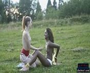Dark and white chocolate lesbian play in the outdoors from nirmala srithar