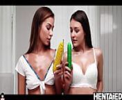 FOOD PORN - Huge cucumber & Fresh Corn Intense Masturbation by Alya Stark and Frederica Fierce from alya bat