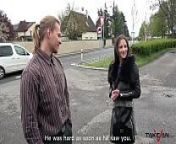 Cleaning cum out of car is not good idea for young brunette from cum car
