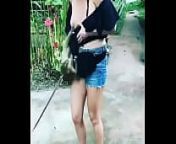 Monkey flashed girl's boobs from pee choot