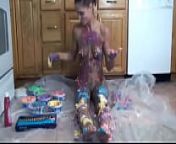 Sexy housewife gets naked and paints her body from naked body paint sexy