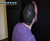 Masked straight dude gets a Glory hole blow job from beefcake hunter gay blow job