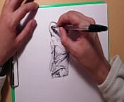 How to draw sexy girls with a ballpoint pen, sketch from crossdresser pen