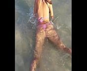Hot skinny girl playing in water from dolcett hot water