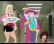 Halloween Magic Book Pt. 1 - Nerdy 18yo men Fuck their submissive Principal from wife cheating in comic and cartoon
