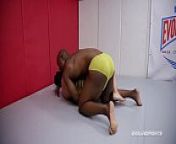Mia Little mixed wrestling taking BBC from fighter Will Tile from boy wrestling