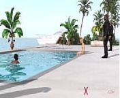 Sex on the expensive villa! Two black bodyguards fuck young beautiful women in the island from barbie as a island princess