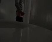 I surprise a girl who catches me jerking off in a public bathroom on the beach and helps me finish cumming from masturbation toilet