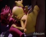 Lucky man having fun with Chica and Foxy from fnaf sfm nsfw