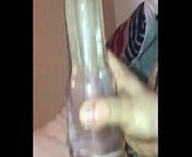 Huge veiny cock being jerked with a flesh light for a huge cumshot from veiny cock