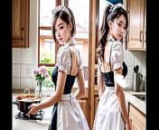 Hot Big Tits Asian Maids Working Cooking Showing Tits (pussy masturbation ASMR sound!) from korean generated ai model