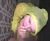 Horny Girlfriend Offered Blowjob with Raincoat In Shower With Cum On Face from bood suck na