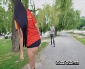 Latina football chick swaps ball for cock from footballers cock