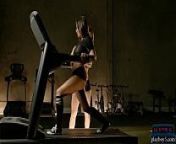 Curvy latina teen workout and striptease in the gym from naked gym workout