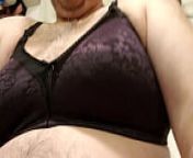 Trying on Black Bra from moobs