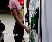 Gas station fun from flashing boobs public