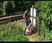 Sex In the City Outdoors Threesome from hentai train scene