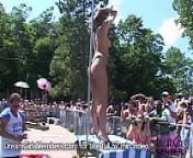 Nude Contestants Work The Pole And The Crowd from paegant nudist contest