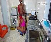 Horny big ass ebony lady fucks plumber guy in the kitchen from nigerian big wet open pussy