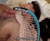Uncensored Japanese milf affair with tennis racket Subtitled from amateur flashing nip cmnf video caught naked by a storm