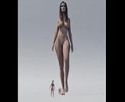 naked giantess walking and crushing tiny men from cat stomp animation