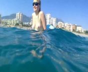 Public beach and amazing naked blonde is drifting on the waves... from judit benavente y shana drift