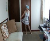 Catwalk In Beautiful Night Dress, Bare Legs And Wet Hair After Shower...! from nasha movie nude sence