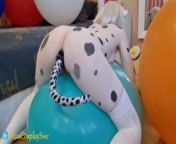 Dalmatian girl bounces on huge balloons till they pop! - MisaCosplaySwe from condom balloon cum