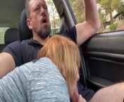 Jerking Him Off and Sucking Big Cock While Driving with Jamie Stone from car handjob