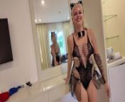 Hot slut in a pussy costume gets fucked in ALL holes. Cum in ass. from mandy waters full