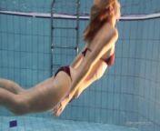 See a beautiful Russian teen Nastya underwater from south indian swimming pool