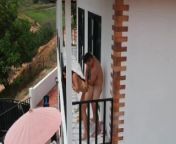 DRON RECORDS ME ON THE BALCONY OF THE ESTATE FUCKING VERY HARD WITH MY EX-GIRLFRIEND from my ex girlfriend wanted to eat my pussy so i let her