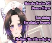 Shinobu Kocho helps your breathing - Hentai JOI (Breathplay Focused, Facesitting,Medium Hard) from femdom breathplay