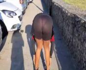 Sexy Girl Bending Over in Seethrough Shorts in a PUBLIC CAR PARK from indian girl panty line in tight leggings