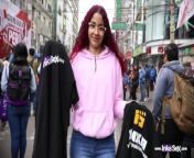 Redheaded polo shirt saleswoman caught on the streets of Gamarra-Lima, ends up being impregnated by from beat pr