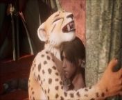 Realisitc furry suit domination from cheetah servant aunty