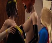Supergirl & Wonder Woman (futa, japanese) X Helen Parr (Incredibles Elastigirl) Theesome from cameraman x speaker woman