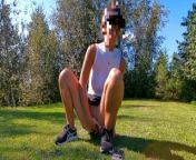 Love public Masturbation & squirt exhib on public golf course from braless ledy