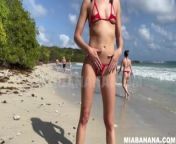 I get fucked on the beach by a stranger from micro bikini