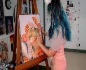 Painting a XXX self portrait from indian sexy model tango live