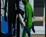 Beast Boy and Raven camera angle two from cartoon super heroes