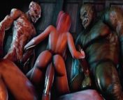 Animation GangBang horror porn where many monsters are fucking two bitches in asses from horror 3d sex